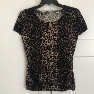 Ann Taylor Leopard short sleeve sweater